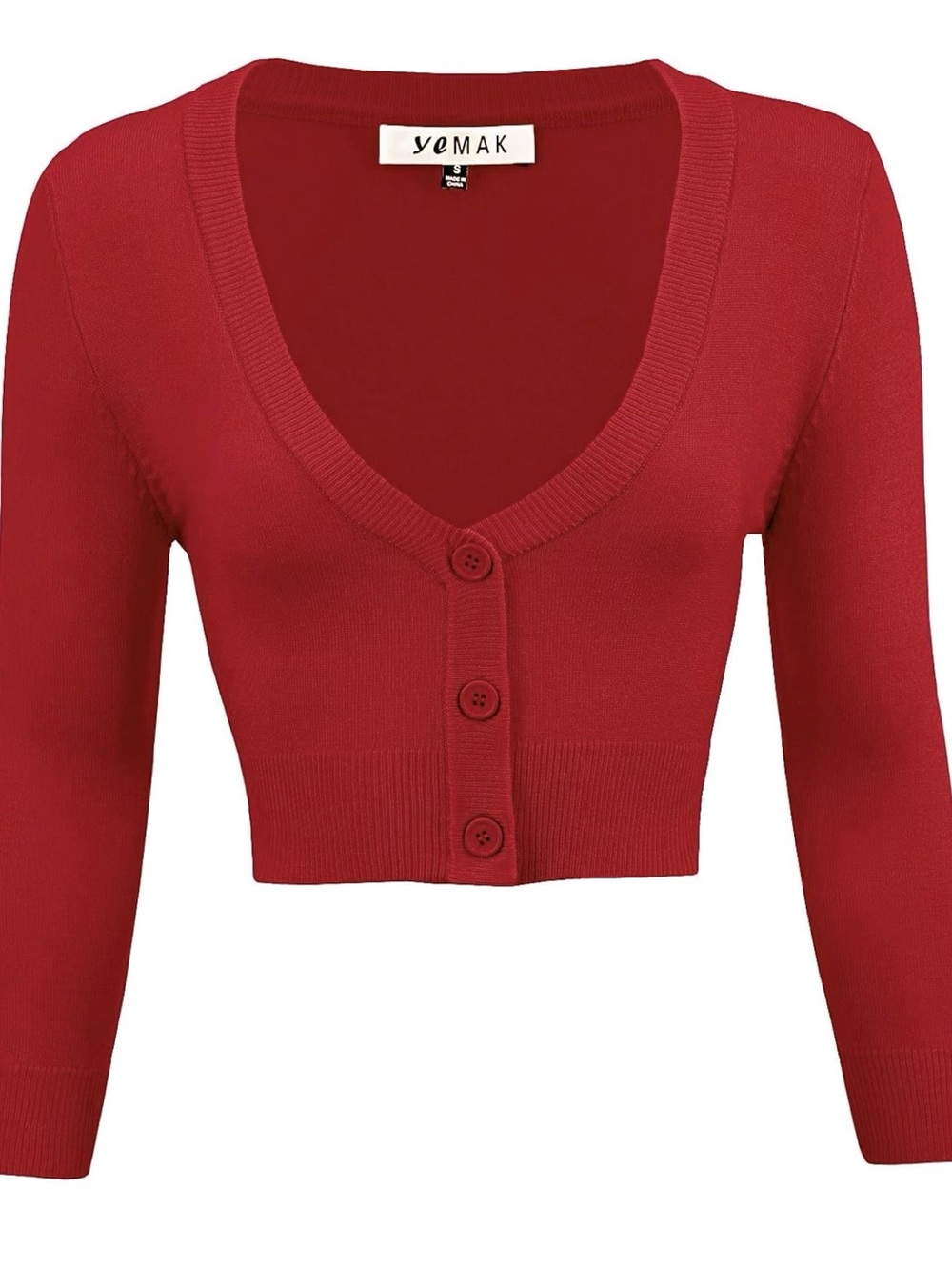 YeMAK (formerly MAK) Red Cropped Button Cardigan